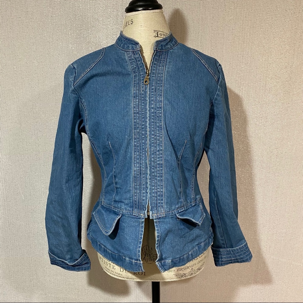 French Cuff cropped denim jacket